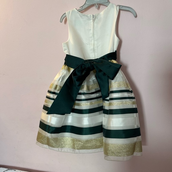 Rare Editions White and Green Formal Kids Dress - Picture 4 of 5